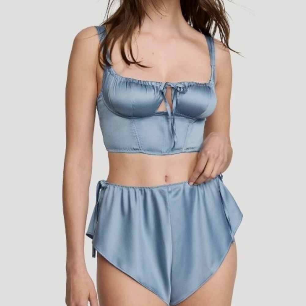 Victoria’s Secret Blue Satin Lingerie Set